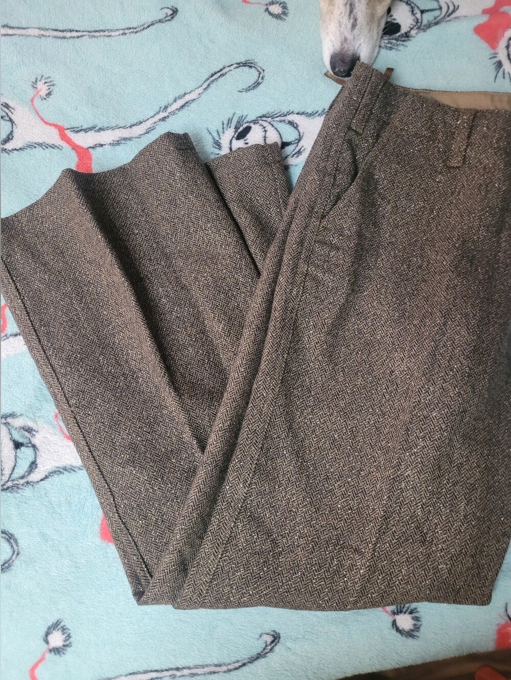 Women's Brown Herringbone Trousers - Classic Trousers